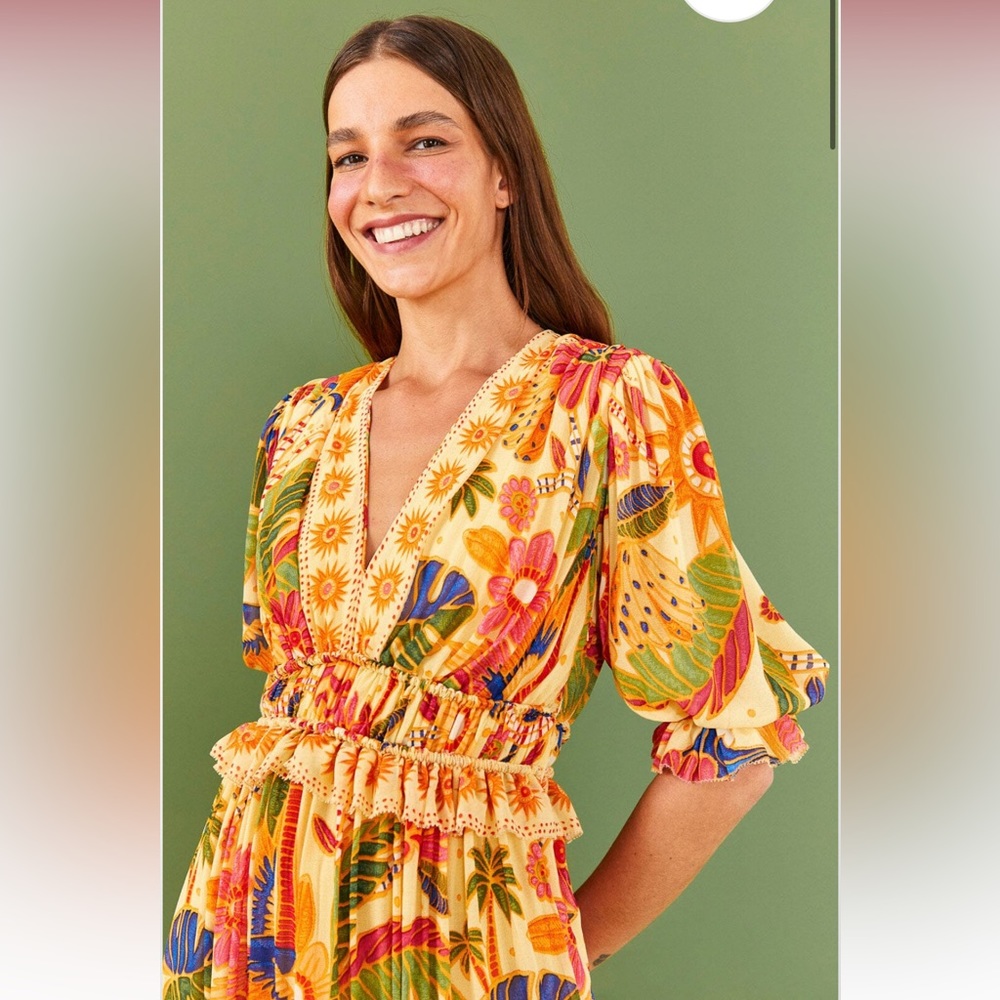 NWT Yellow Rio Tapestry Maxi Dress - Picture 2 of 3
